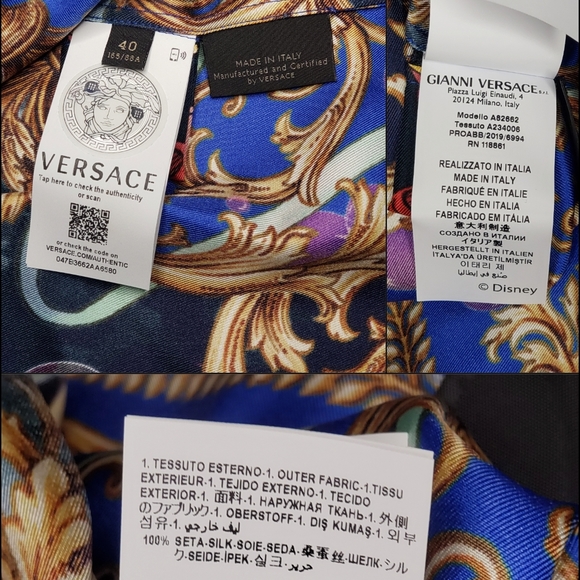 Button Down Shirt Versace X Disney Cinderella Silk Authentic Limited Edition - Picture 9 of 16